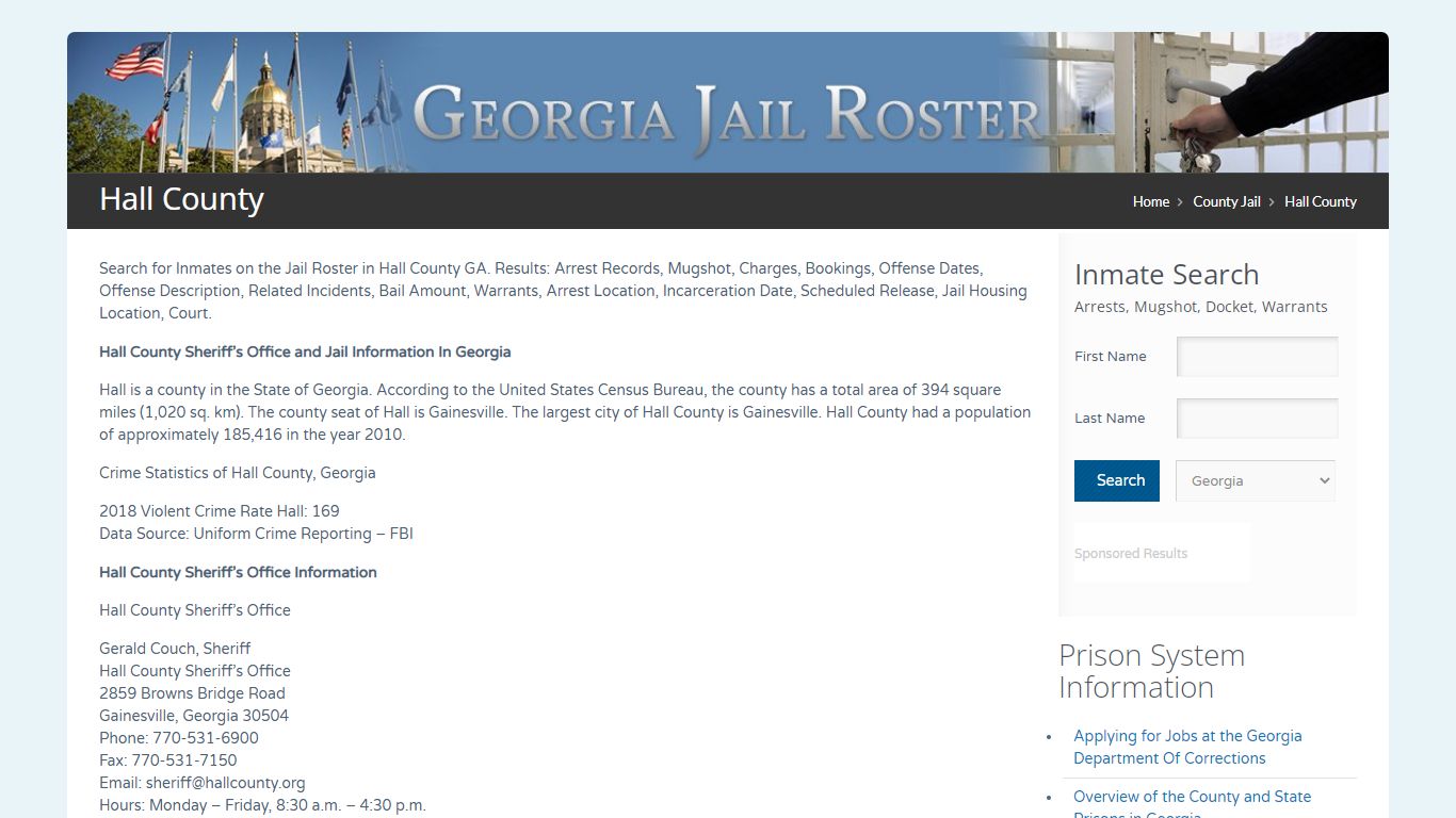 Hall County | Georgia Jail Inmate Search