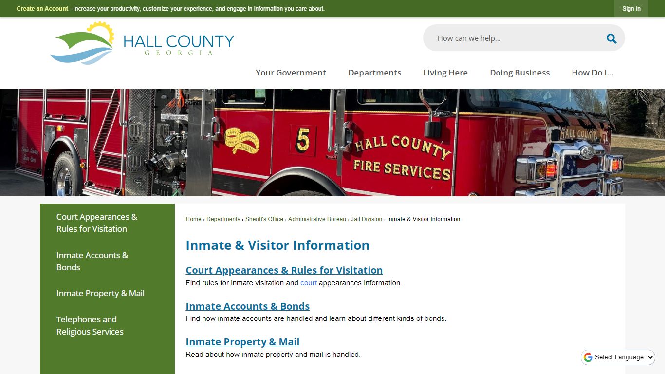 Inmate & Visitor Information | Hall County, GA - Official ...